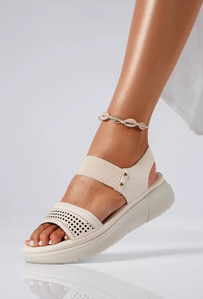 Sandale cu platforma dama bej din piele ecologica Magda #22405