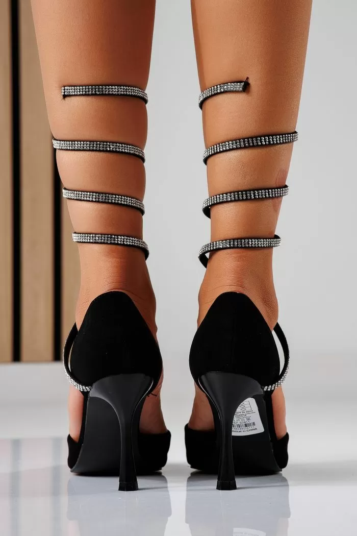 Pantofi cu toc dama negri din piele ecologica Lidia #22439
