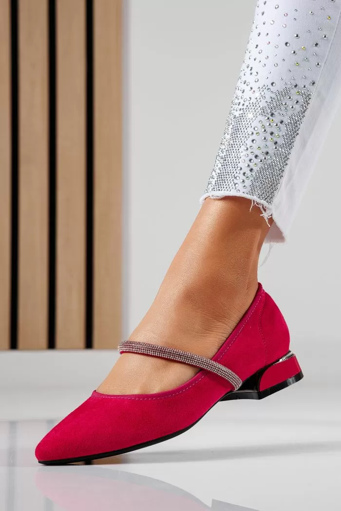 Pantofi cu toc mic dama fucsia din piele ecologica intoarsa Xenia2 #22472