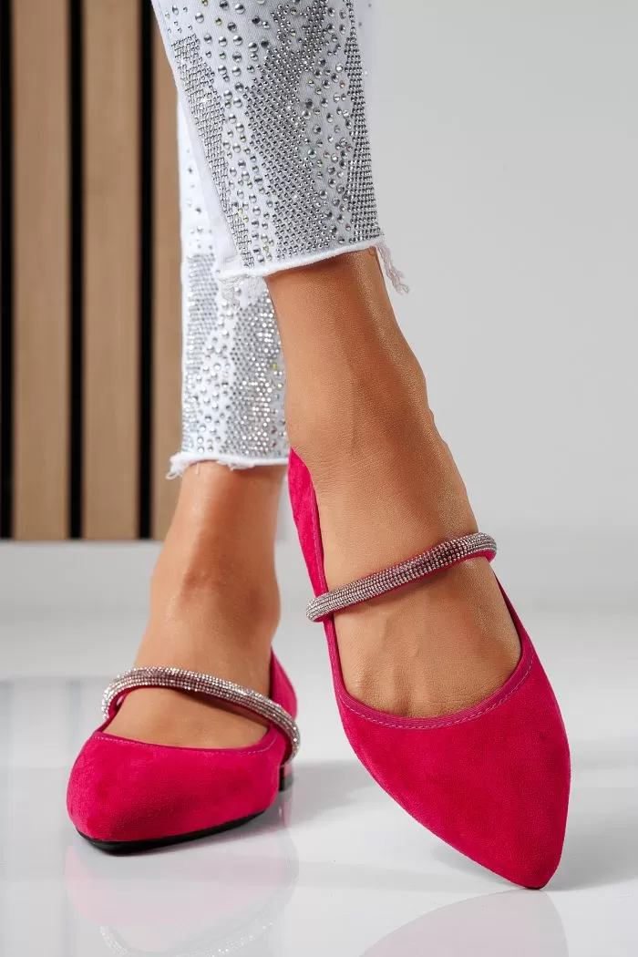 Pantofi cu toc mic dama fucsia din piele ecologica intoarsa Xenia2 #22472