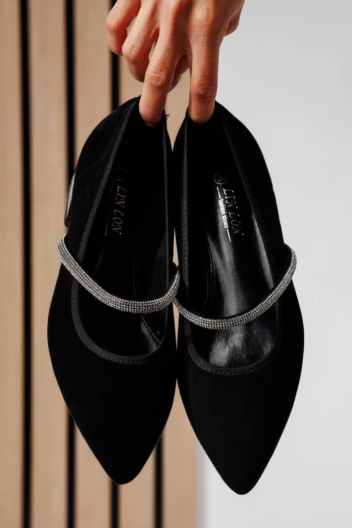 Pantofi cu toc mic dama negri din piele ecologica intoarsa Xenia2 #22473