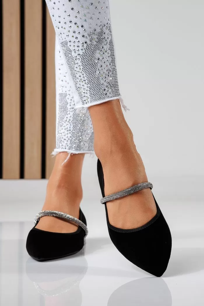 Pantofi cu toc mic dama negri din piele ecologica intoarsa Xenia2 #22473