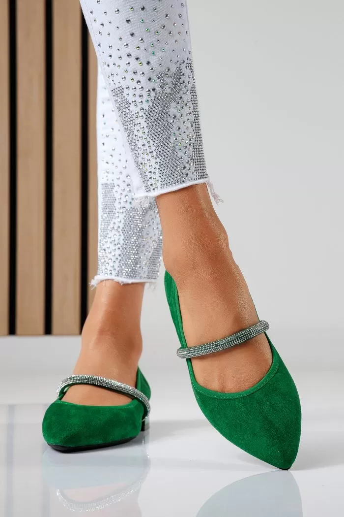 Pantofi cu toc mic dama verzi din piele ecologica intoarsa Xenia2 #22474