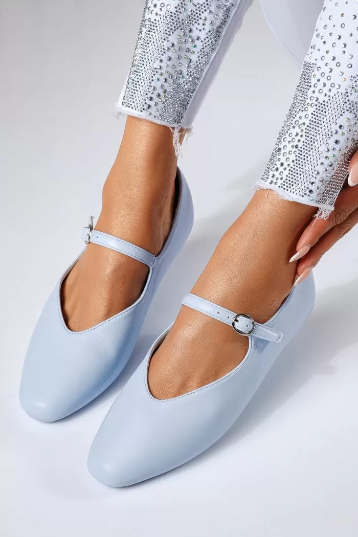 Balerini dama albastri din piele ecologica Tania #22477