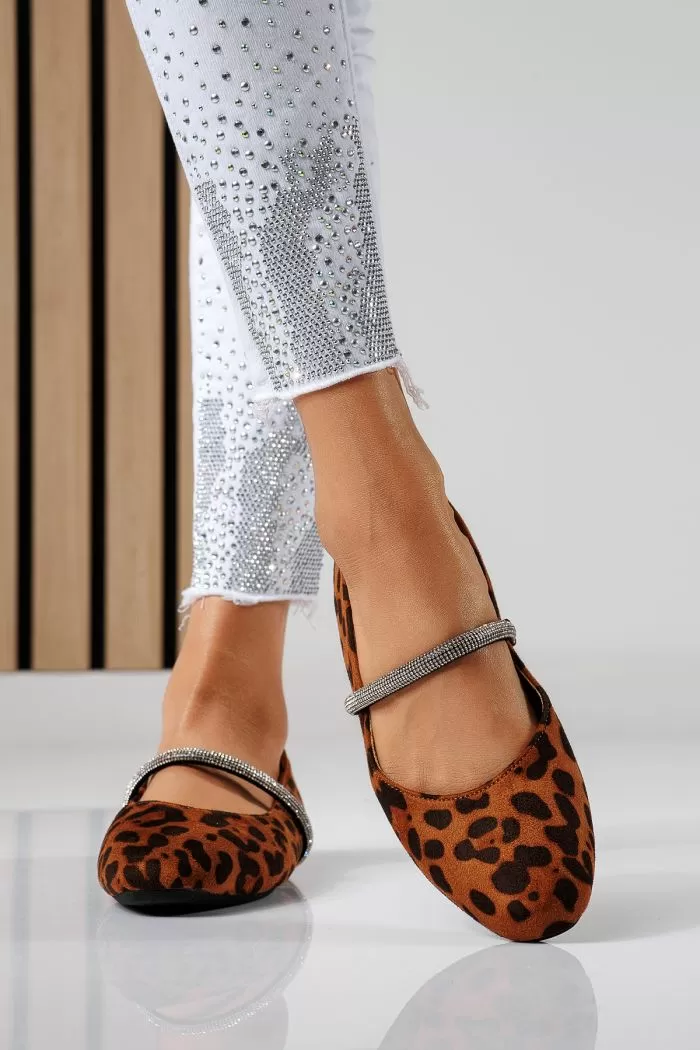 Balerini dama leopard din piele ecologica intoarsa Zoe2 #22484