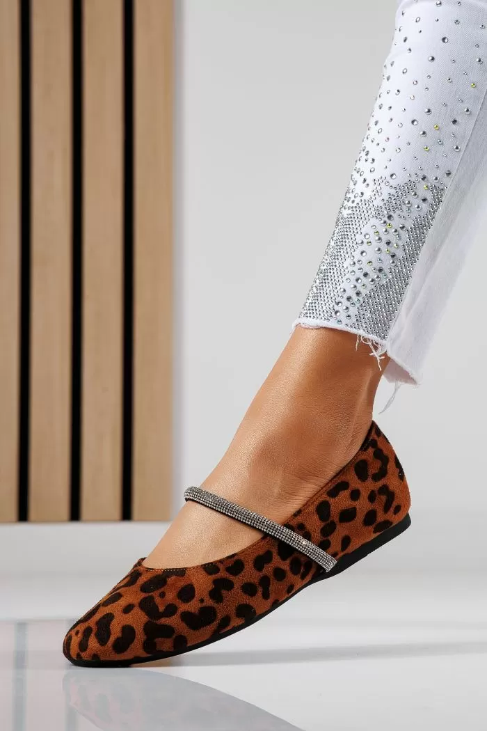 Balerini dama leopard din piele ecologica intoarsa Zoe2 #22484