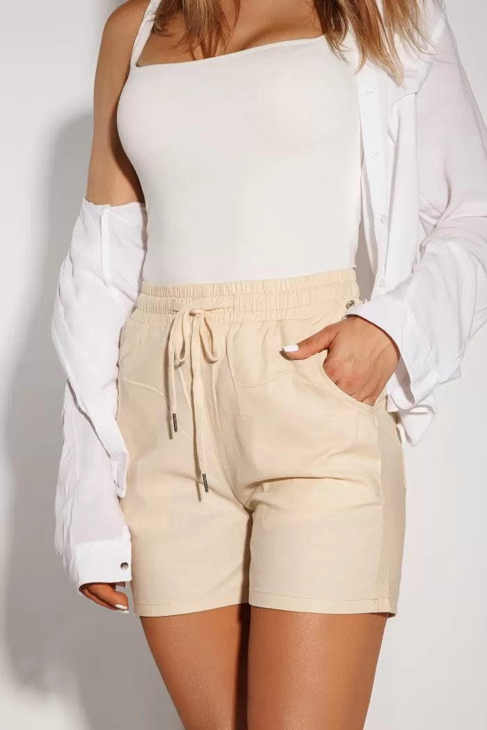 Pantaloni De Vara Scurti Dama Lissa Bej #A1130