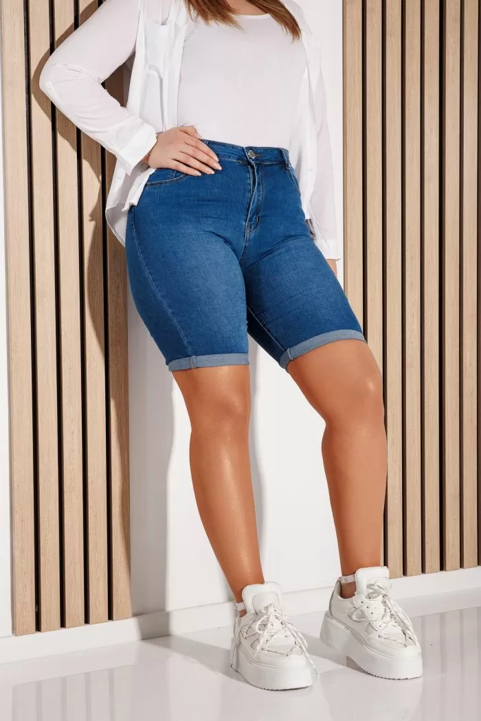 Blugi Scurti Batal Dama Sasha Albastri #A1155