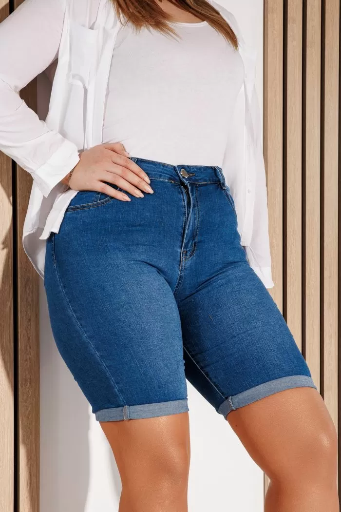 Blugi Scurti Batal Dama Sasha Albastri #A1155