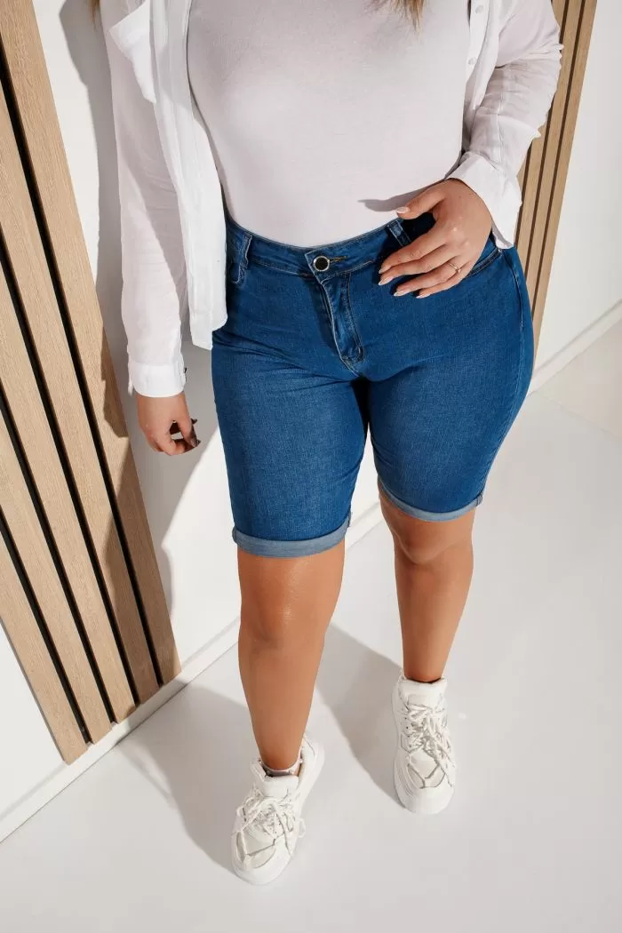 Blugi Scurti Batal Dama Sasha Albastri #A1155