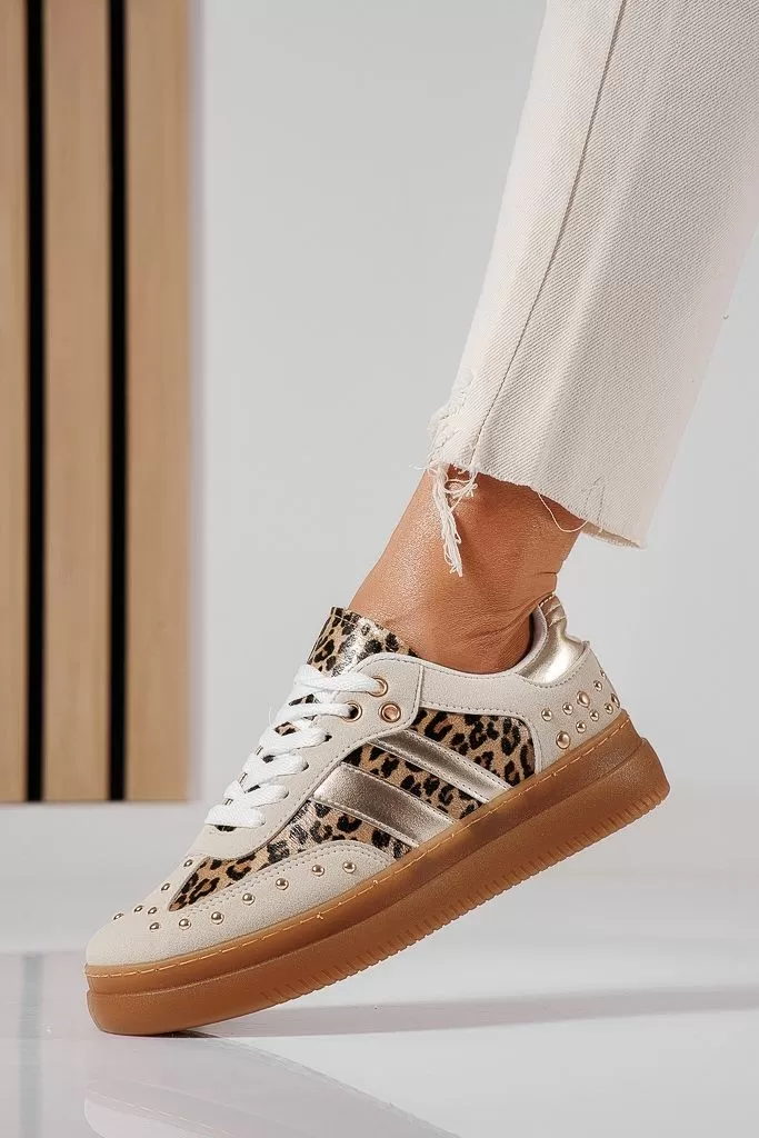 Adidasi dama bej din piele ecologica intoarsa Clara #22492