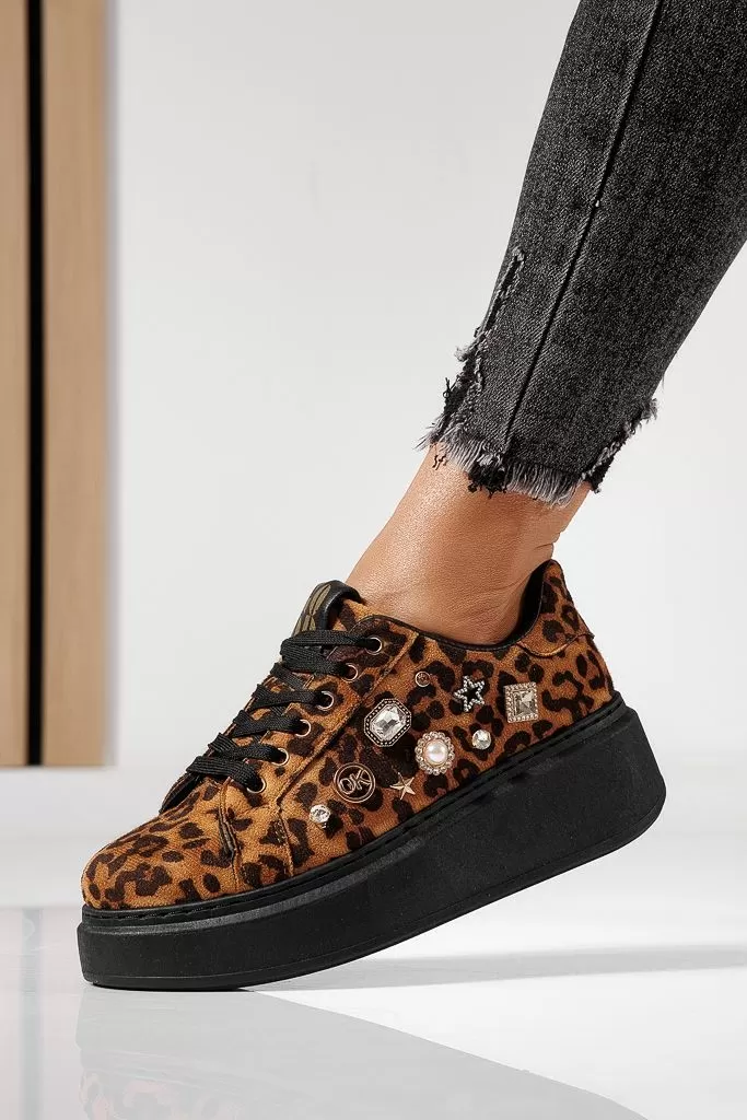 Adidasi dama leopard din piele ecologica intoarsa Alexia #22493