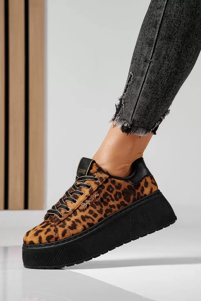 Adidasi dama leopard din piele ecologica intoarsa Sofia #22495