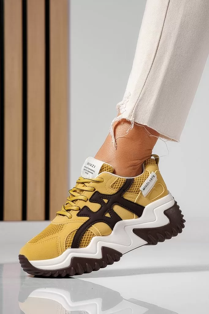 Adidasi dama galbeni din piele ecologica Aurora #22499