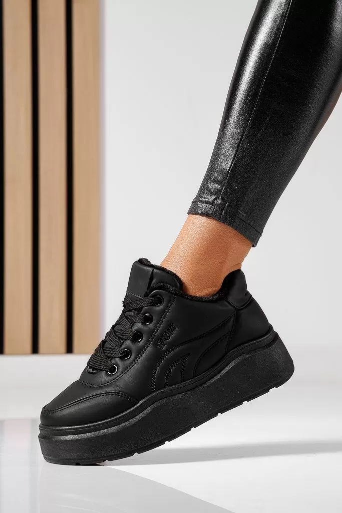 Adidasi dama imblaniti negri din piele ecologica Giorgia #22507