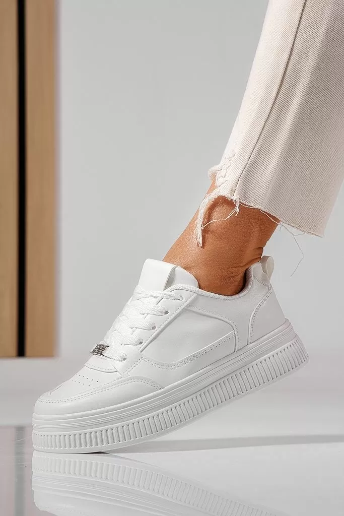 Adidasi dama albi din piele ecologica Adela #22522