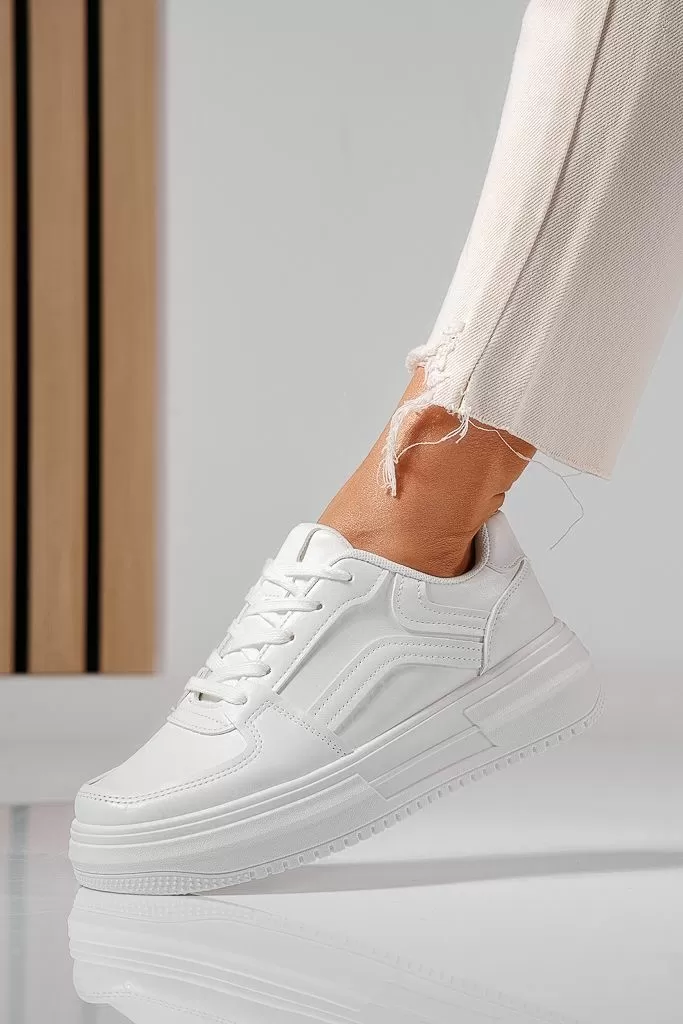 Adidasi dama albi din piele ecologica Adrianne #22523