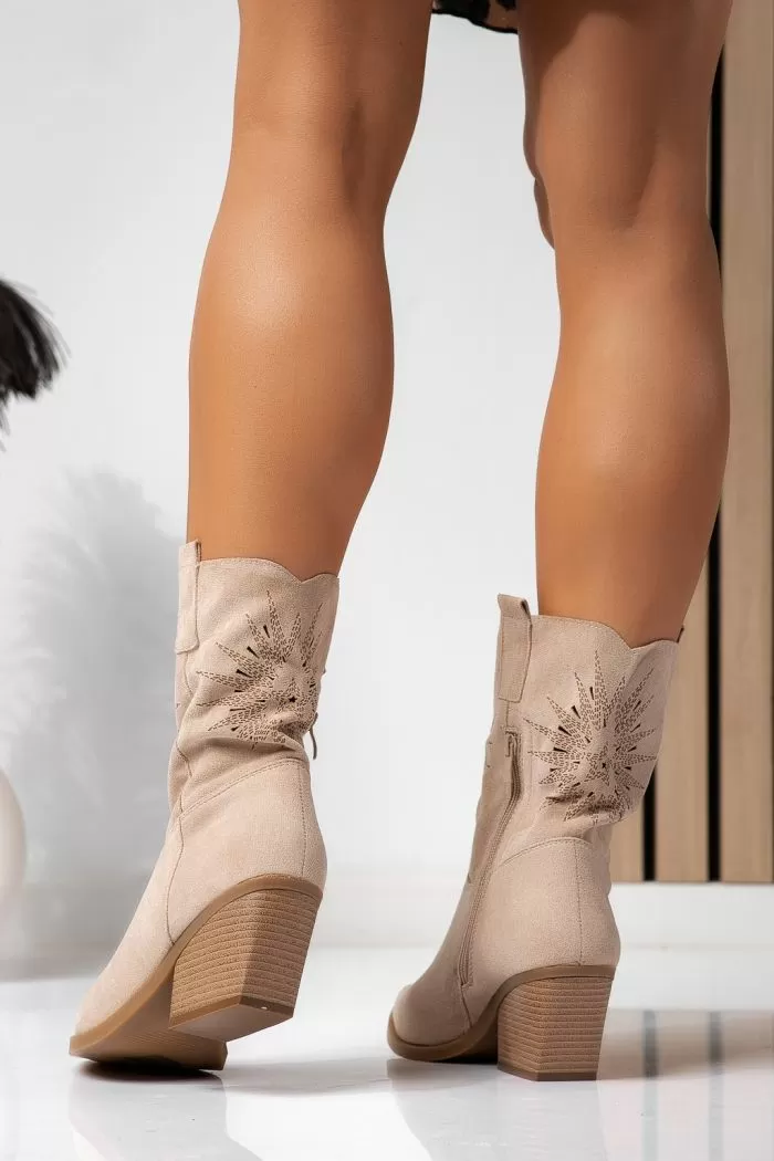 Ciocate dama captusite bej din piele ecologica intoarsa Bessy #22616