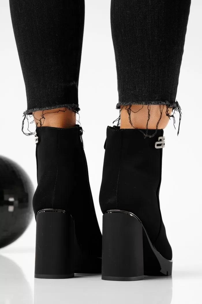 Botine dama îmblanite negre din piele ecologica Alba #22642