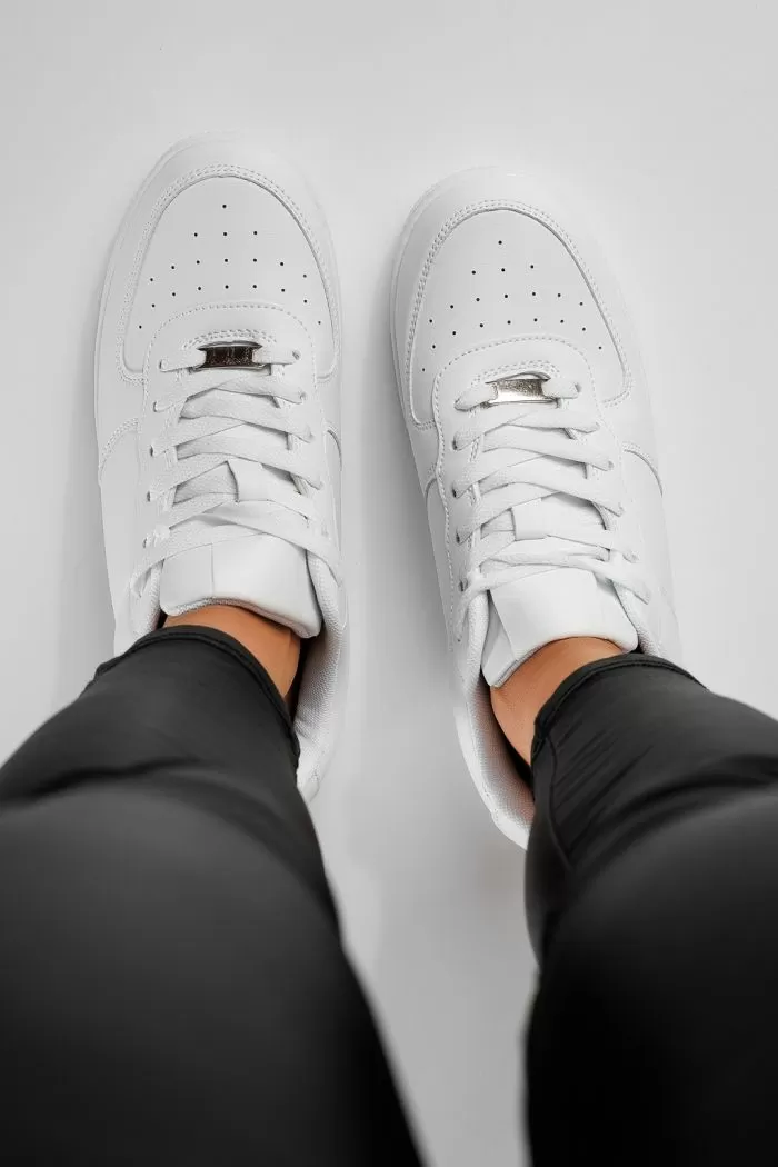 Adidasi dama albi din piele ecologica Carla #22719