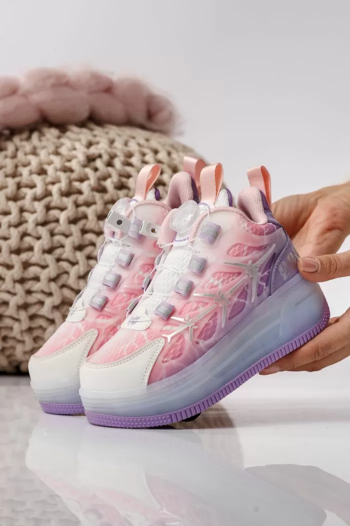 Adidasi cu role mov din material textil Helys #22888