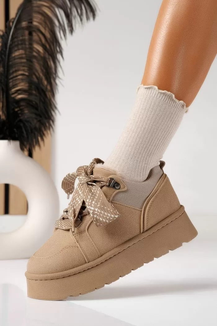 Adidasi dama captusiti khaki din piele ecologica intoarsa Elvira #22911