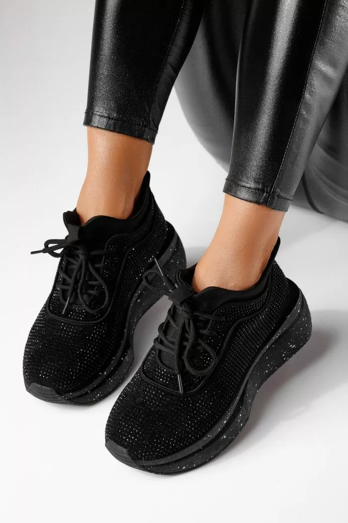 Adidasi dama vatuiti negri din piele ecologica intoarsa Eileen #23037