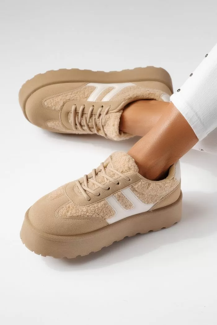 Adidasi dama vatuiti khaki din piele ecologica intoarsa Lale #23038