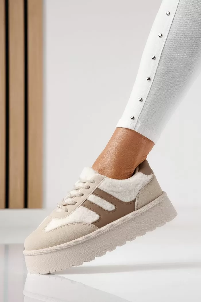 Adidasi dama vatuiti bej din piele ecologica intoarsa Lale #23040