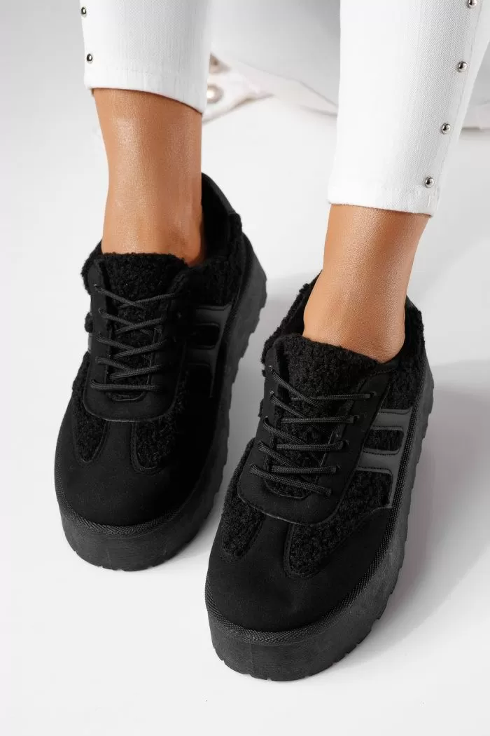 Adidasi dama vatuiti negri din piele ecologica intoarsa Lale #23041