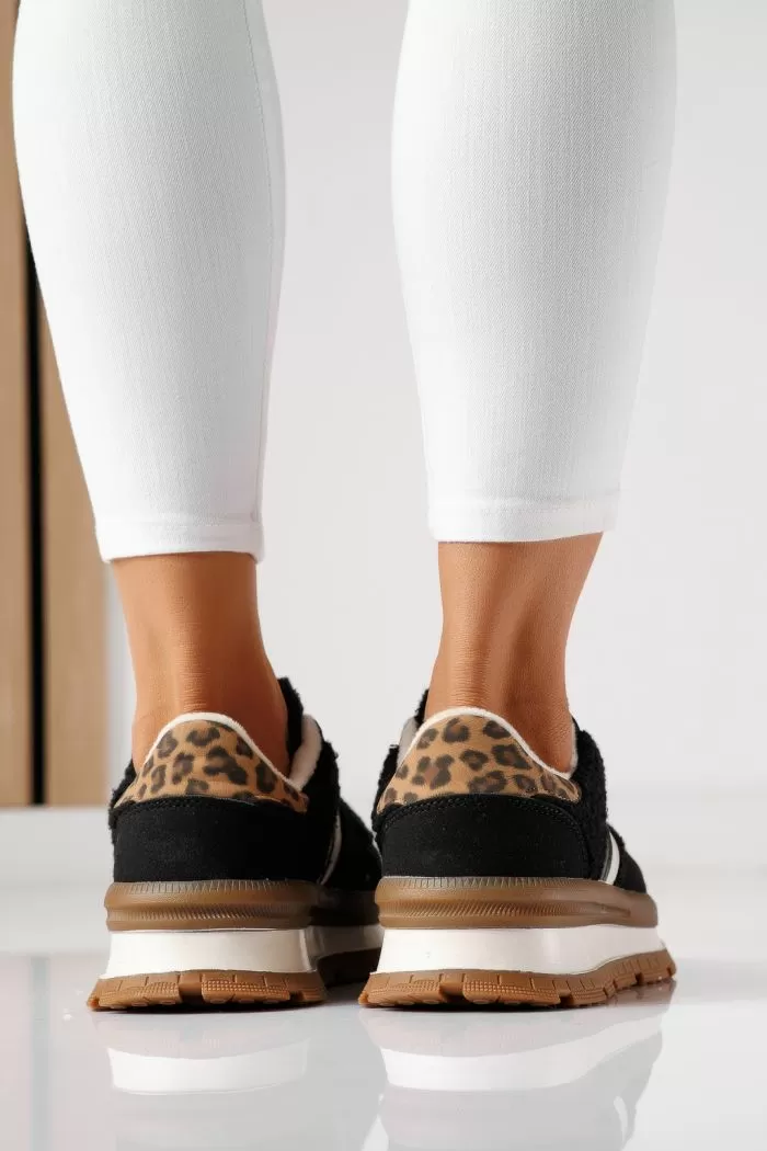 Adidasi dama vatuiti negri din piele ecologica intoarsa Leila #23042