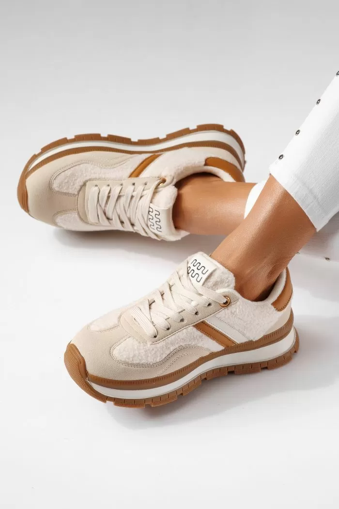 Adidasi dama vatuiti bej din piele ecologica intoarsa Leila #23045