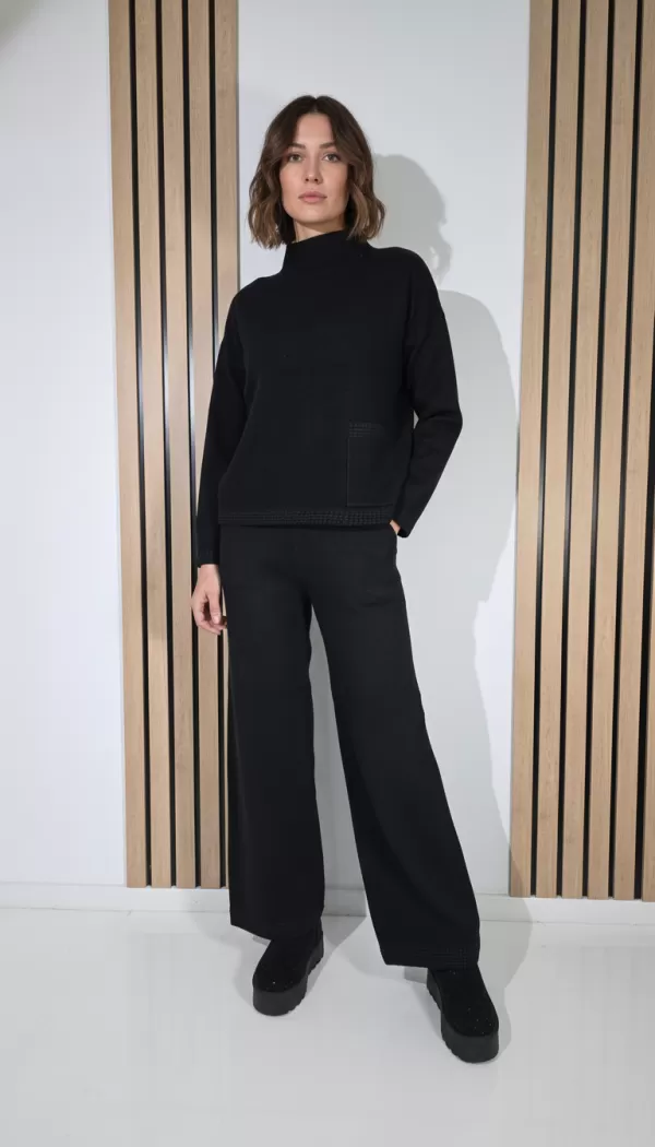  Compleu Dama negru Leila 2 piese tricot #A1289