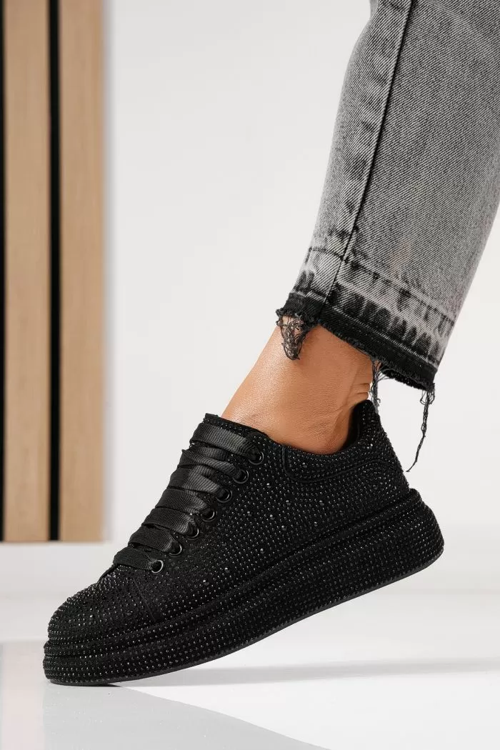 Adidasi dama negri din material textil Alexia #24007