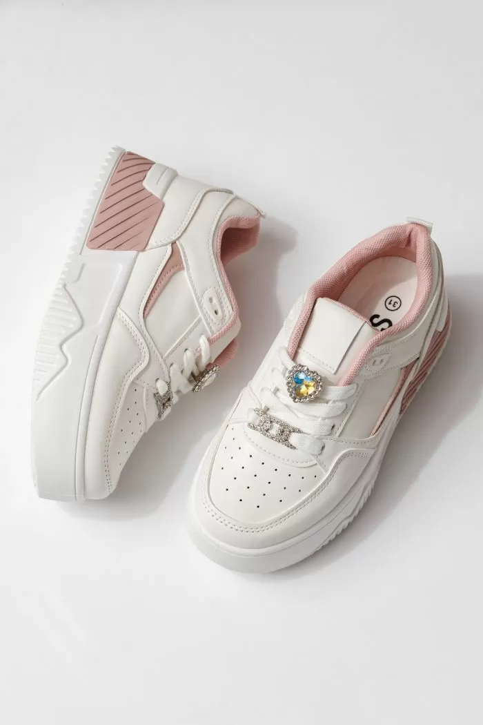 Adidasi copii roz din piele ecologica Ariana #24015