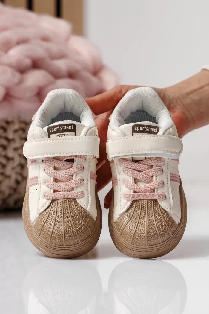 Adidasi copii roz din piele ecologica Allana #24020