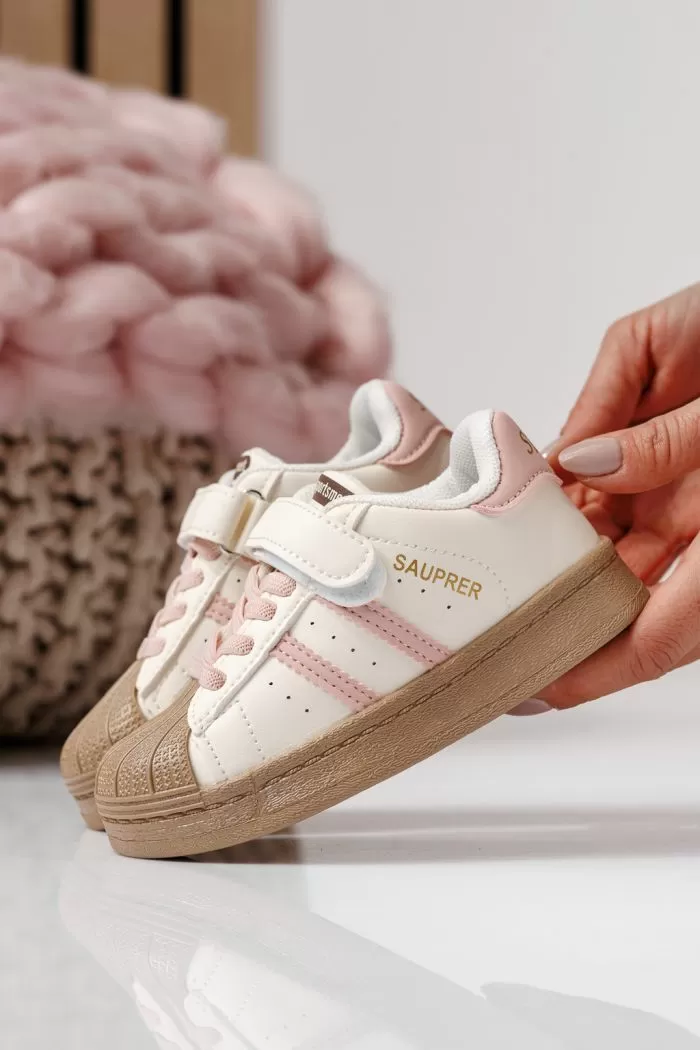 Adidasi copii roz din piele ecologica Allana #24020