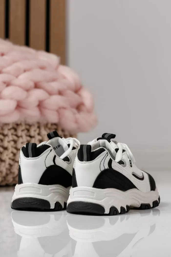 Adidasi copii negri din piele ecologica Arya #24028