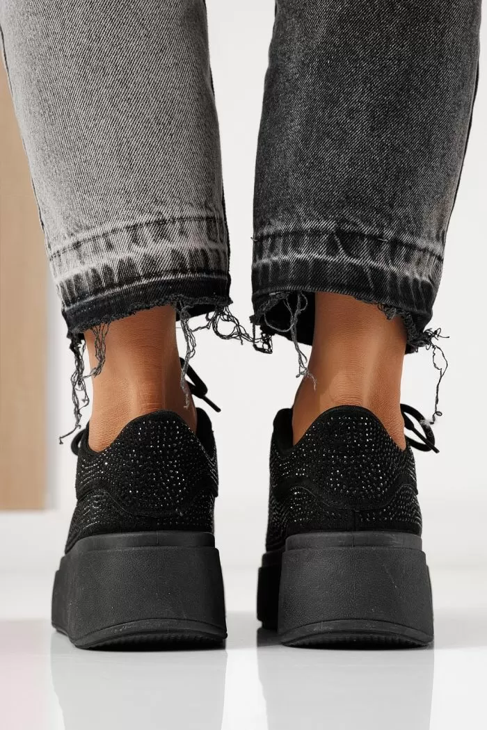 Adidasi dama negri din material textil Bianca #24052