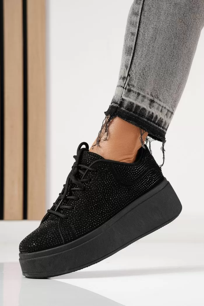 Adidasi dama negri din material textil Bianca #24052