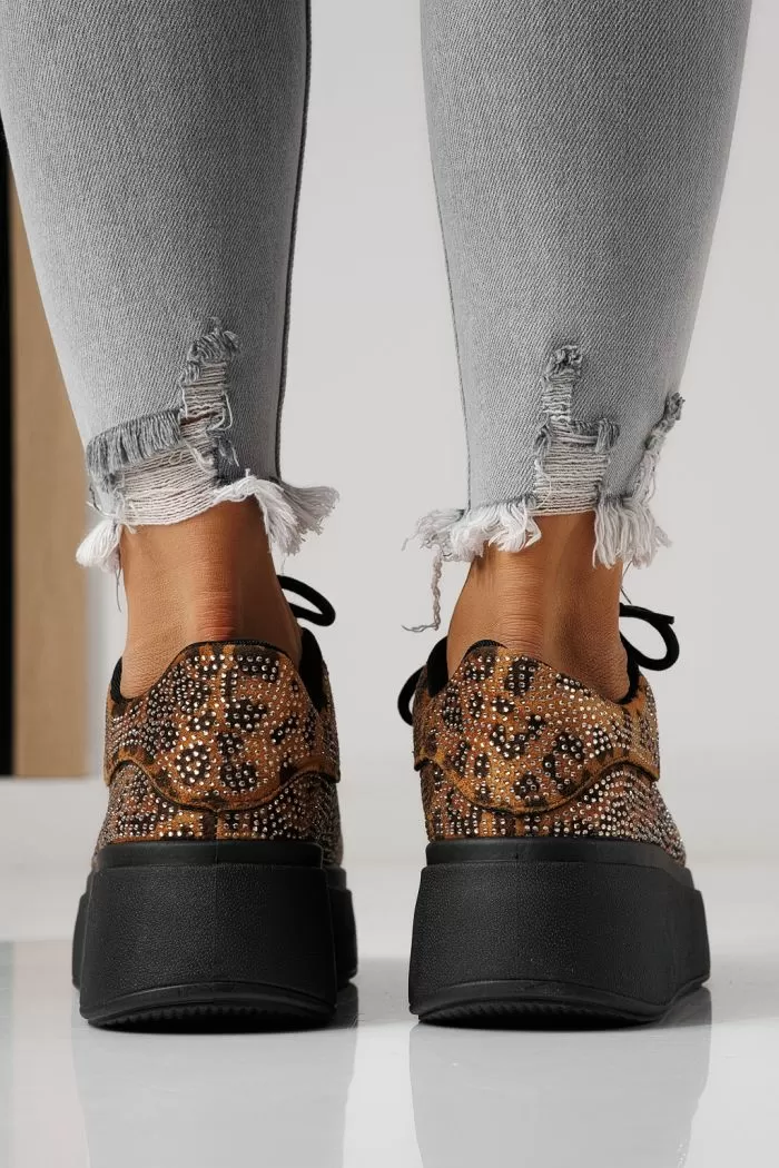 Adidasi dama leopard din material textil Bianca #24053