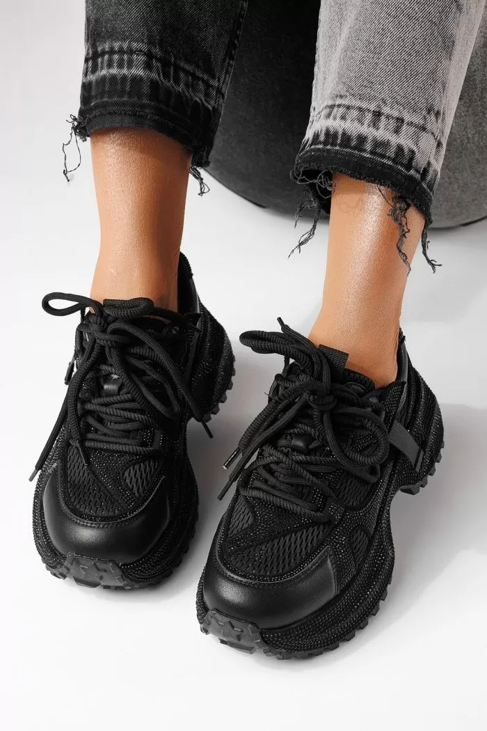 Adidasi dama negri din material textil Cezara #24054