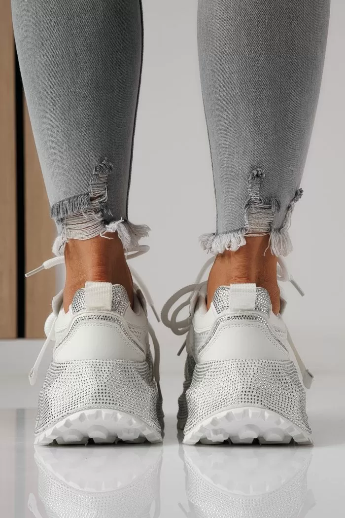 Adidasi dama albi din material textil Cezara #24055