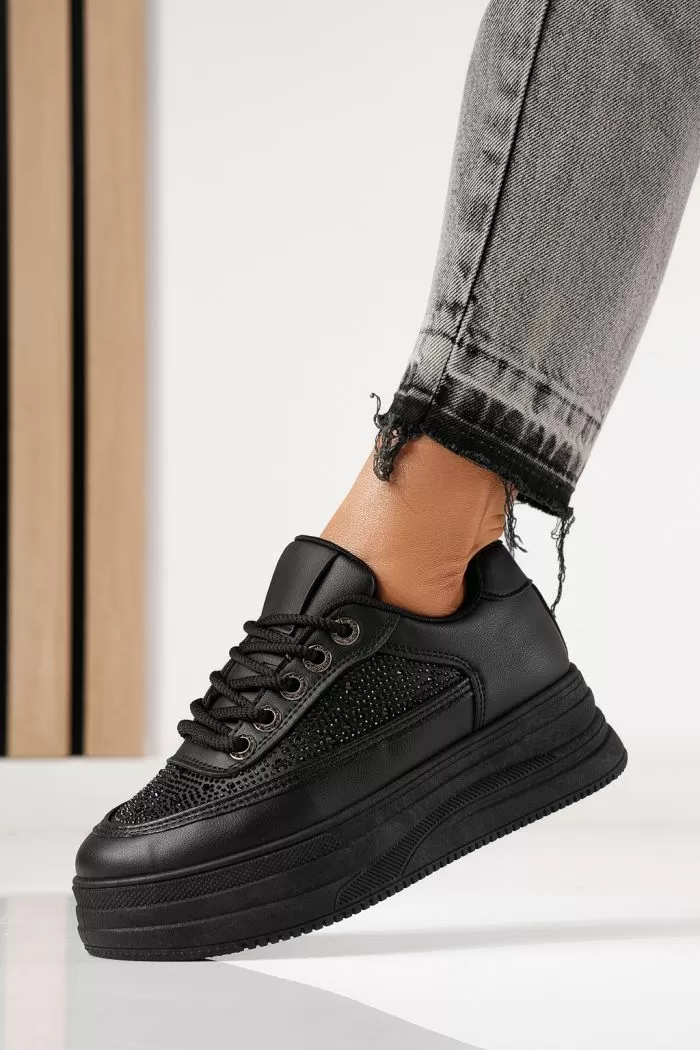 Adidasi dama negri din piele ecologica Clara #24056