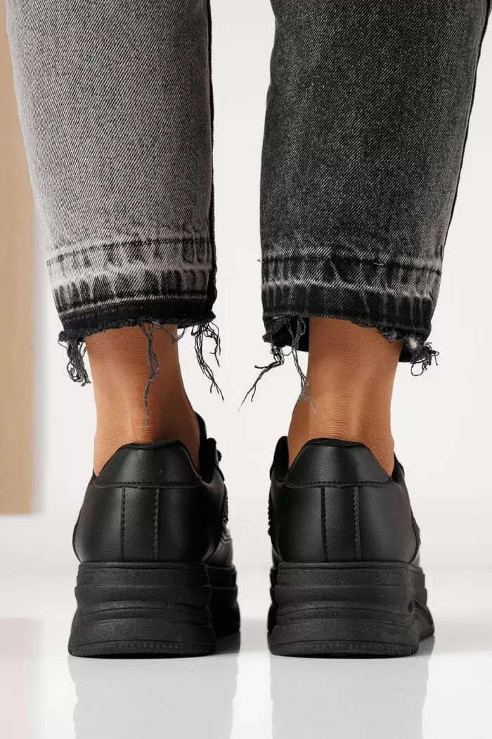 Adidasi dama negri din piele ecologica Clara #24056