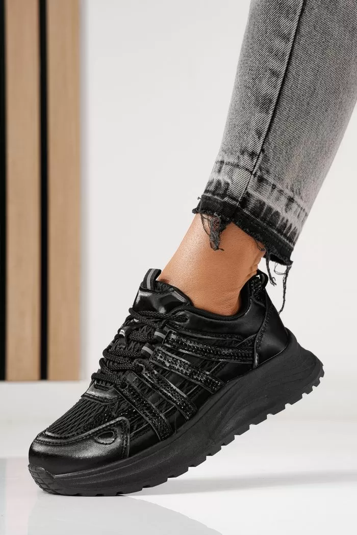 Adidasi dama negri din piele ecologica Carolina #24059