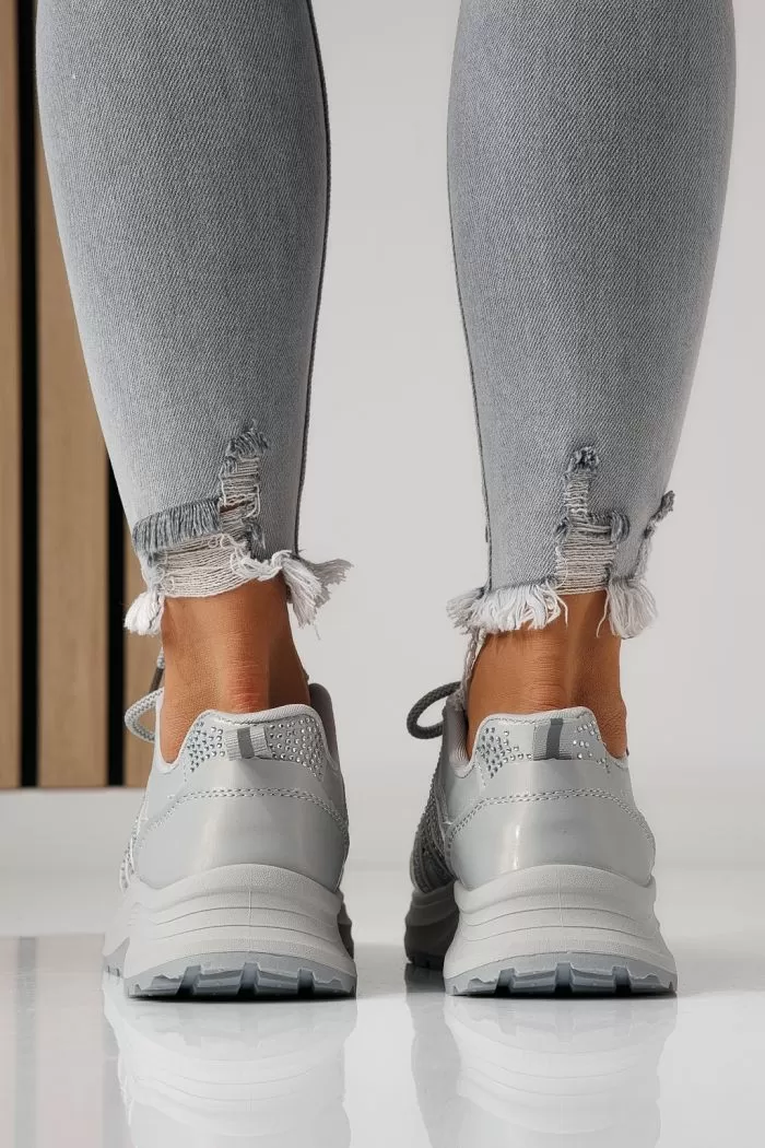 Adidasi dama gri din piele ecologica Carolina #24060