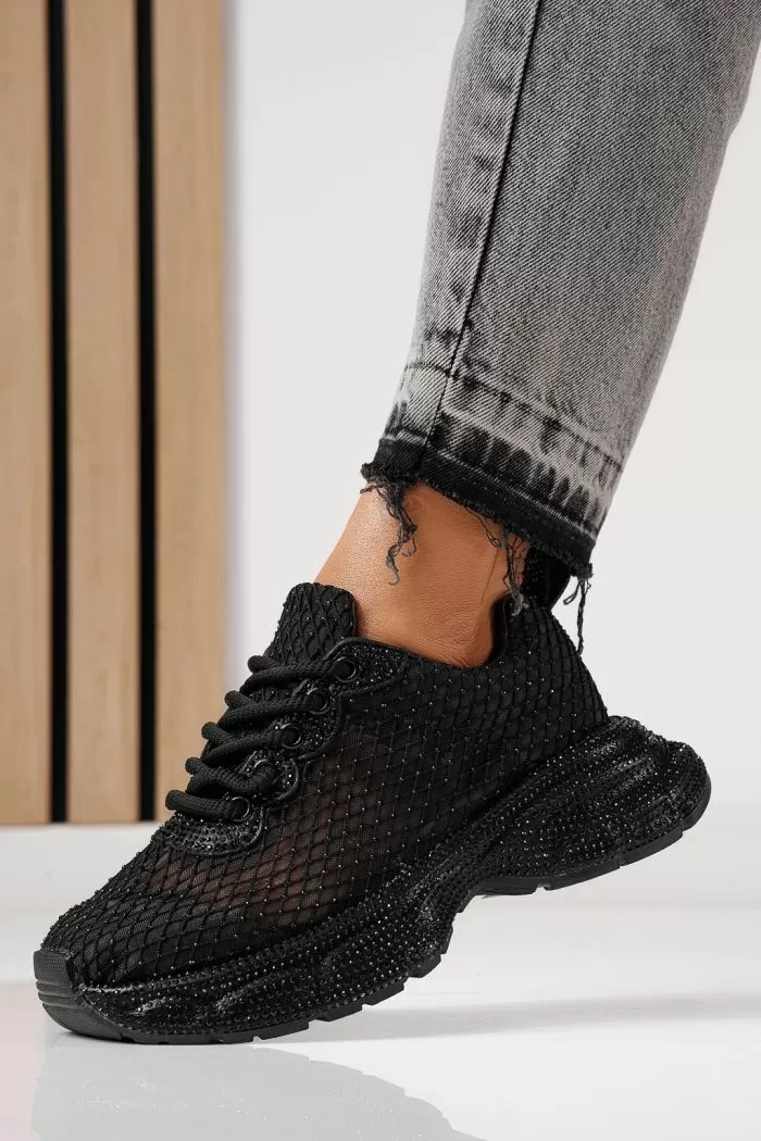 Adidasi dama negri din material textil Cataleya #24066