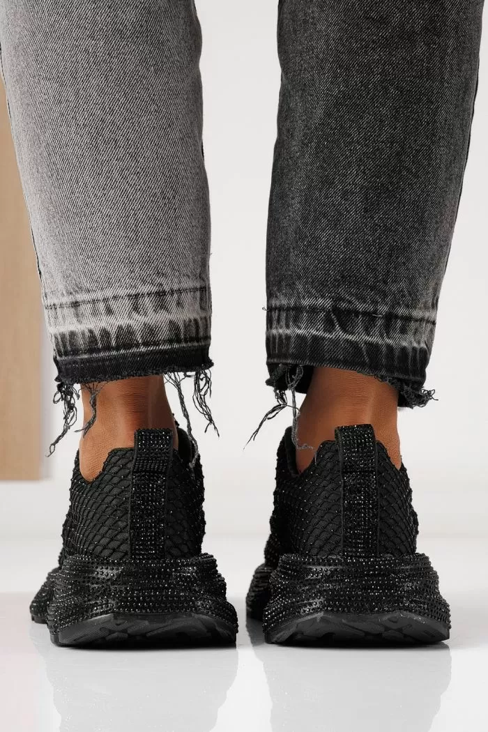 Adidasi dama negri din material textil Cataleya #24066