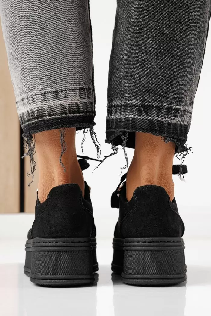 Adidasi dama negri din piele ecologica intoarsa Crina #24069